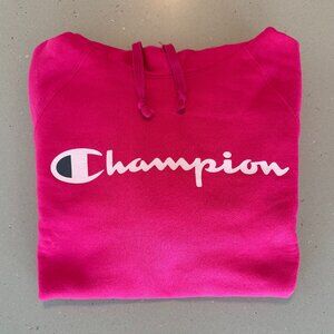 Champion Women's Logo Hoodie Pink Large